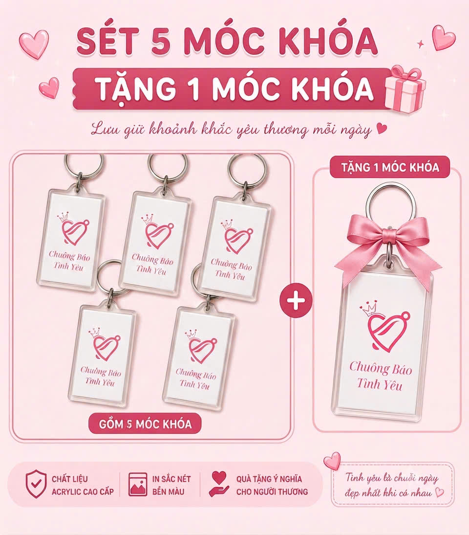 sét 5 móc khóa in 2 mặt